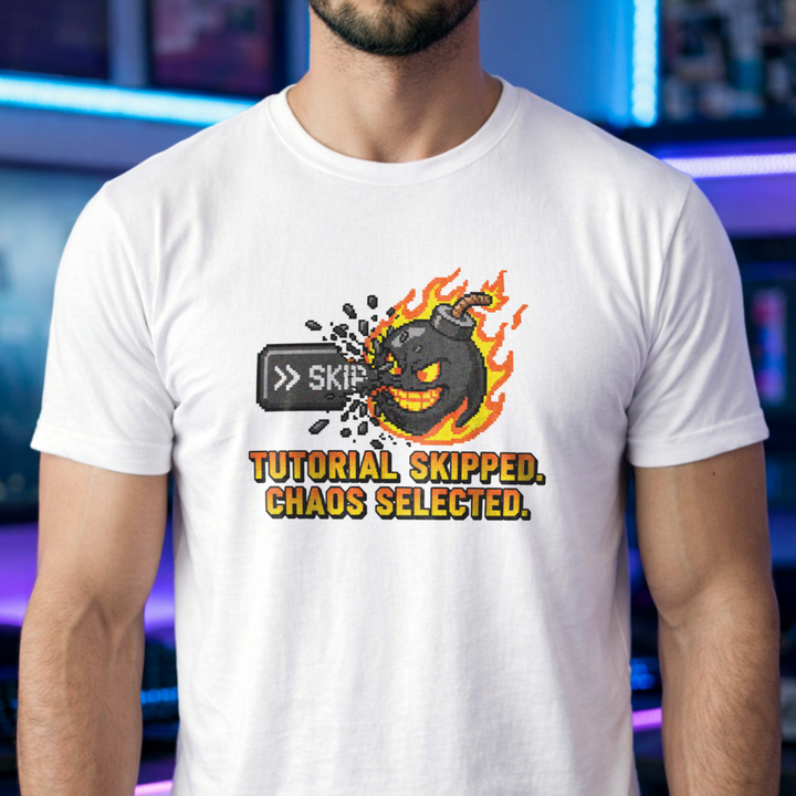 Translation missing: en.Tutorial Skipped Flaming Bomb Tee For Gamers Bold Retro Pixel Art by Alt n Vibe