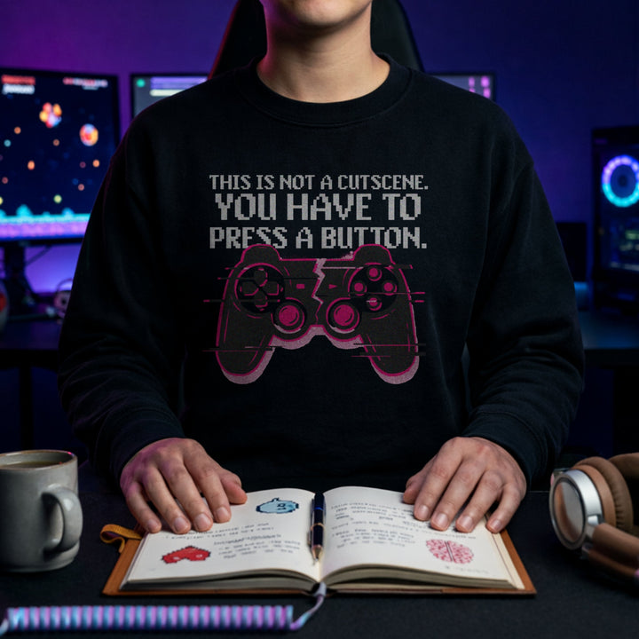 Translation missing: en.This Is Not a Cutscene Gaming Crewneck Sweatshirt Black by Alt n Vibe