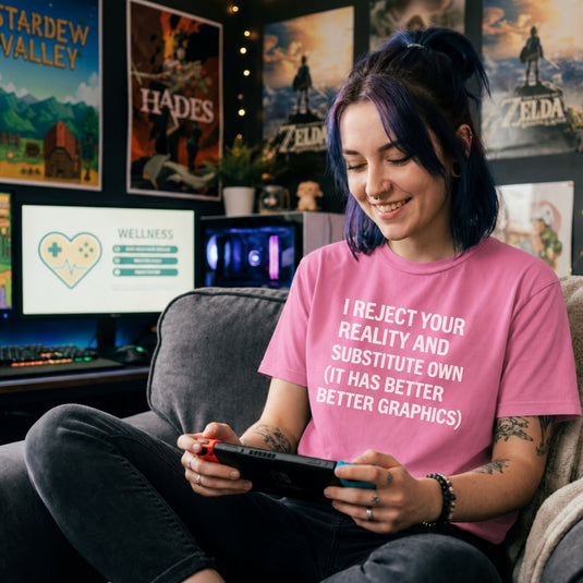 Translation missing: en. Azalea gamer shirt text I Reject Your Reality And Substitute Own It Has Better Better Graphics