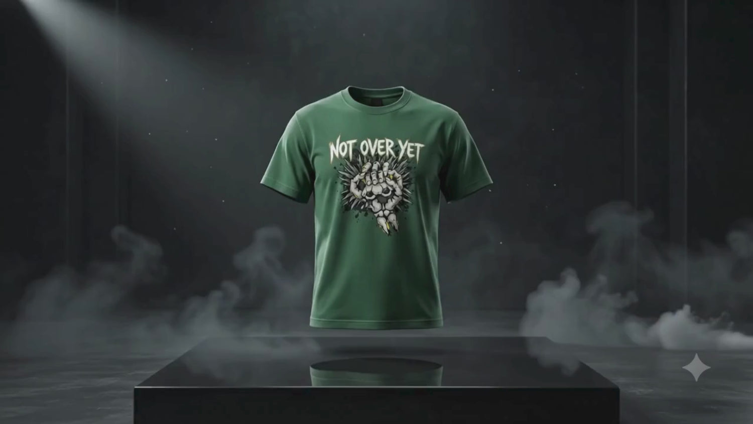 Translation missing: en.Not over yet military green tee close up video